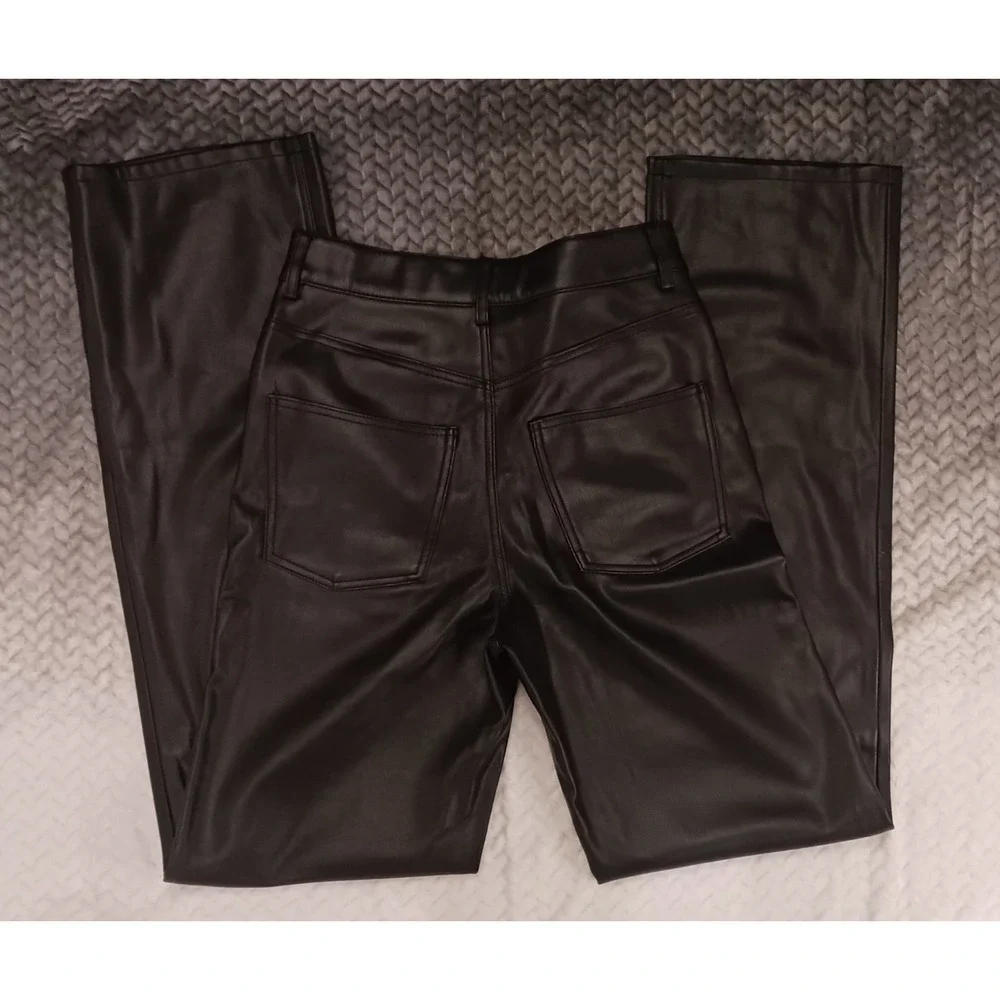 Zara Pants Womens Black Faux Leather Straight Leg EUR‎ 34 US 2 MEX 24 - Picture 5 of 14
